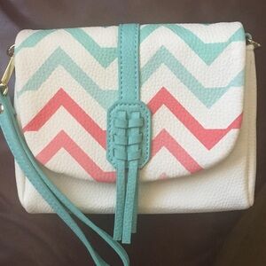 Charming Charlie Chevron Clutch in Pink and Blue
